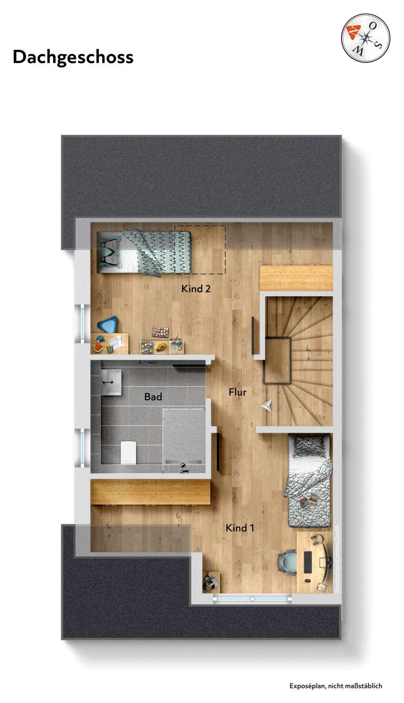 Grundriss DG möbliert
